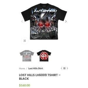 Lost Hills - LH6009 - T Shirt - Size Large - Black